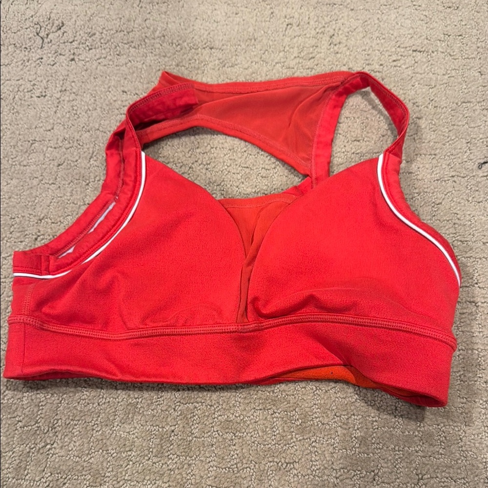 Zella Vibrant Red Sports Bra with White Trim